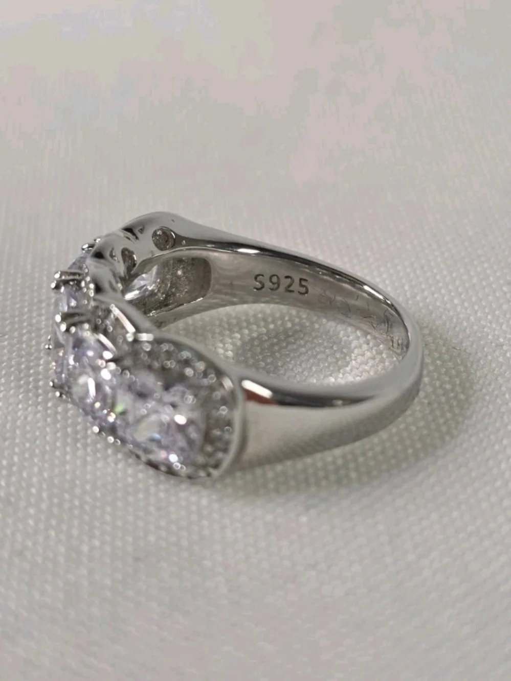 Italo 5 Stone White Sapphire Ring 925 Sterling Silver Size 6.5 New in Box